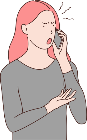 Mujer gritándole a alguien por teléfono  Illustration