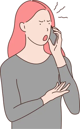 Mujer gritándole a alguien por teléfono  Illustration