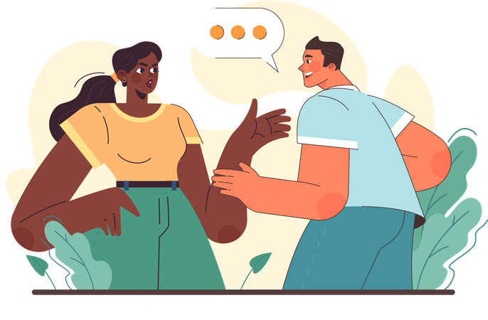 Mujer hablando con hombre  Ilustración