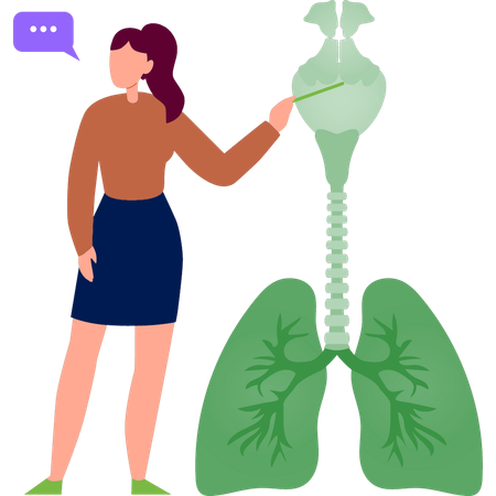 Mujer hablando de vía respiratoria  Ilustración