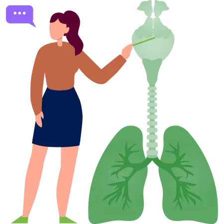 Mujer hablando de vía respiratoria  Ilustración