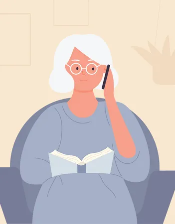 Mujer hablando por teléfono  Ilustración