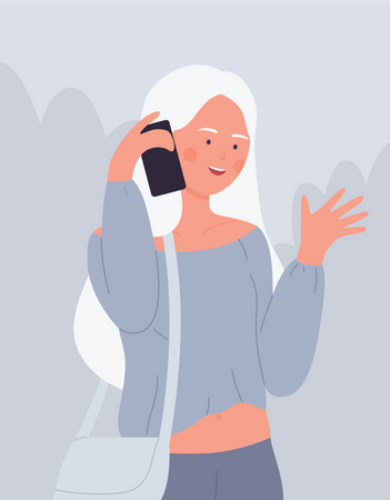 Mujer hablando por teléfono  Ilustración