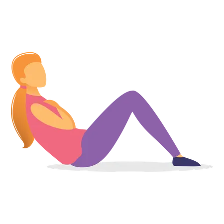 Mujer haciendo abdominales  Ilustración