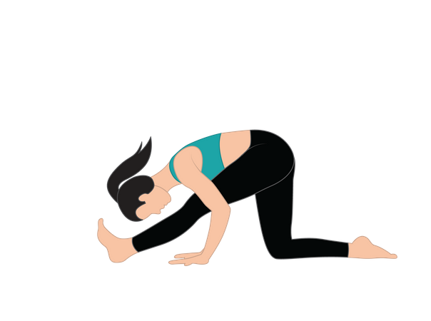 Mujer haciendo Ardha Hanumanasana  Ilustración