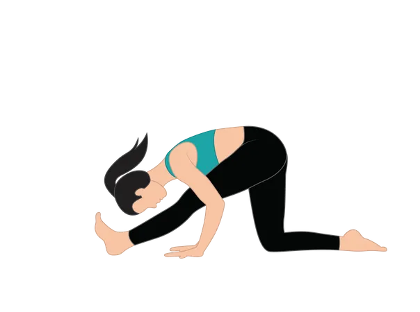 Mujer haciendo Ardha Hanumanasana  Ilustración