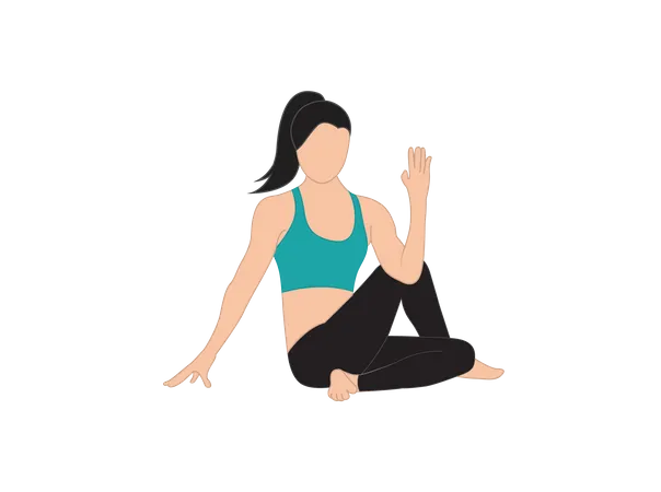 Mujer haciendo Ardha Matsyendrasana  Ilustración