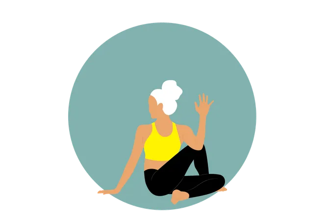 Mujer haciendo Ardha Matsyendrasana  Ilustración