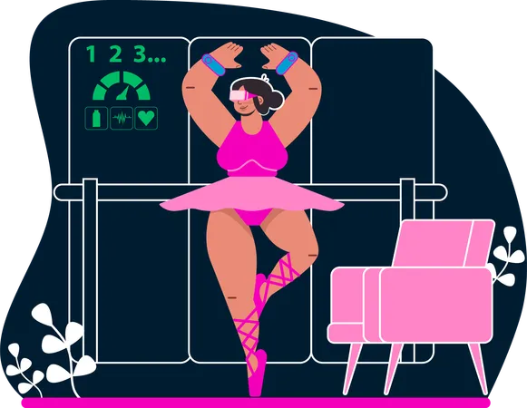 Mujer haciendo danza VR  Ilustración