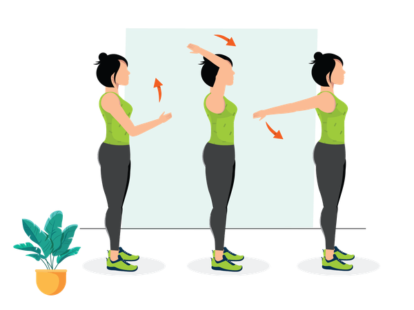 Mujer haciendo balanceos de brazos  Ilustración