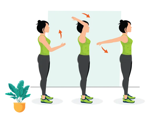 Mujer haciendo balanceos de brazos  Ilustración