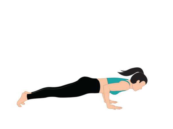 Mujer haciendo Chaturanga Dandasana  Ilustración