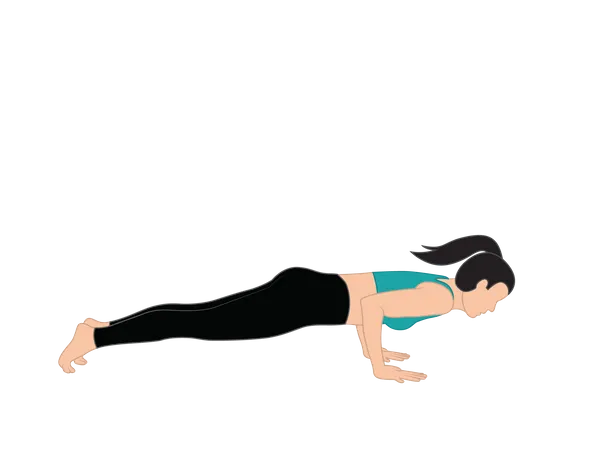 Mujer haciendo Chaturanga Dandasana  Ilustración