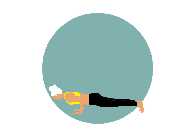 Mujer haciendo Chaturanga Dandasana  Ilustración