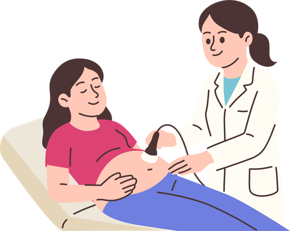 Mujer haciendo un chequeo de embarazo  Ilustración