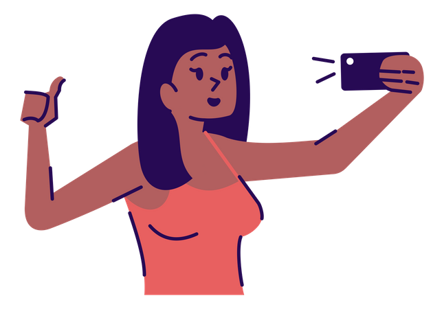 Mujer haciendo clic en selfie  Ilustración
