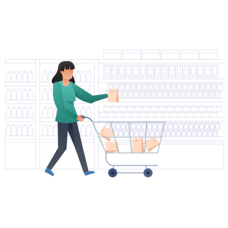 Mujer haciendo compras  Illustration