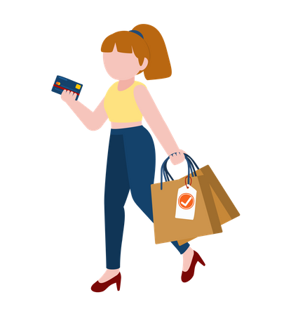 Mujer haciendo compras  Ilustración