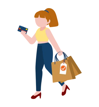 Mujer haciendo compras  Ilustración