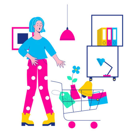 Mujer haciendo compras  Ilustración