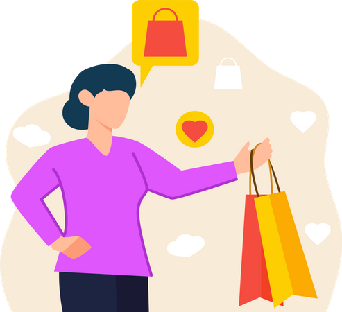 Mujer haciendo compras  Illustration