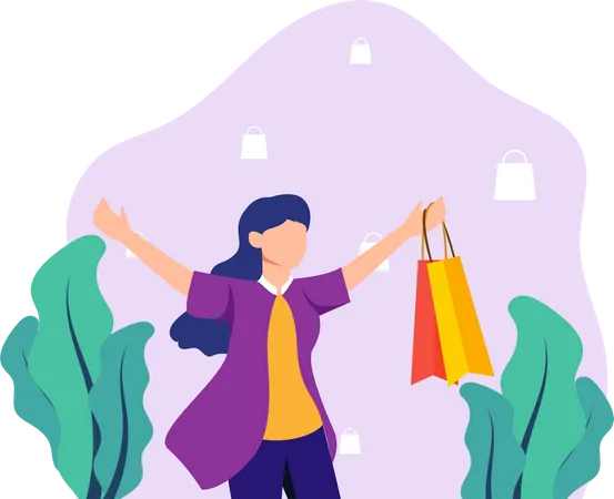 Mujer haciendo compras  Ilustración