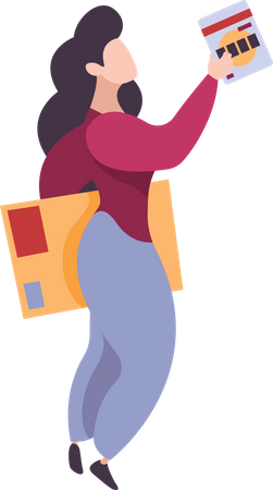 Mujer haciendo compras de bienes  Ilustración