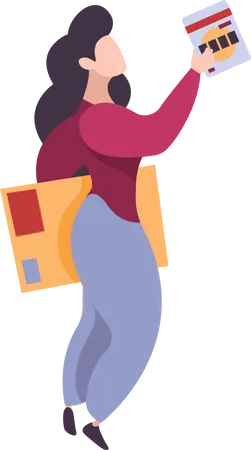 Mujer haciendo compras de bienes  Ilustración