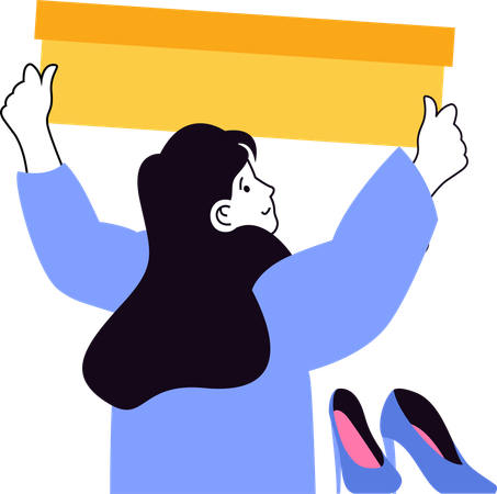 Mujer haciendo compras de calzado  Illustration