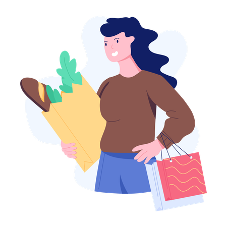 Mujer haciendo compras  Ilustración