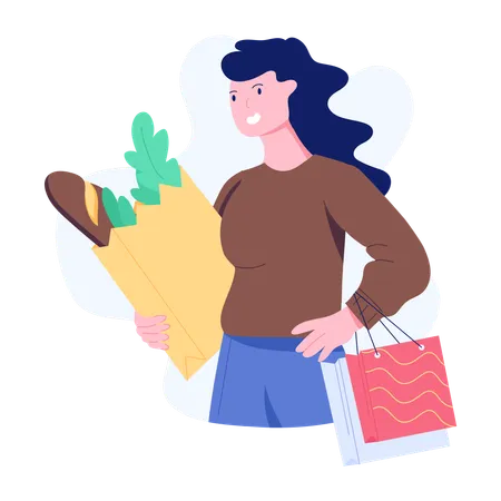 Mujer haciendo compras  Ilustración