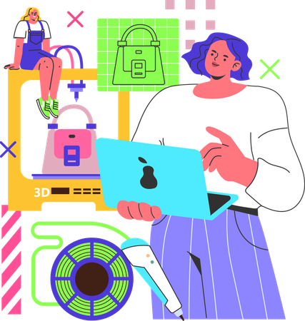 Mujer haciendo compras digitales  Ilustración