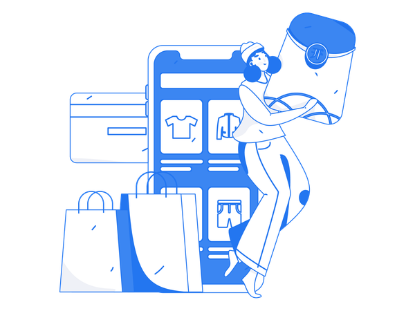 Mujer haciendo compras en línea  Illustration