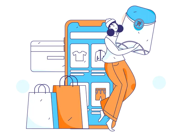 Mujer haciendo compras en línea  Illustration