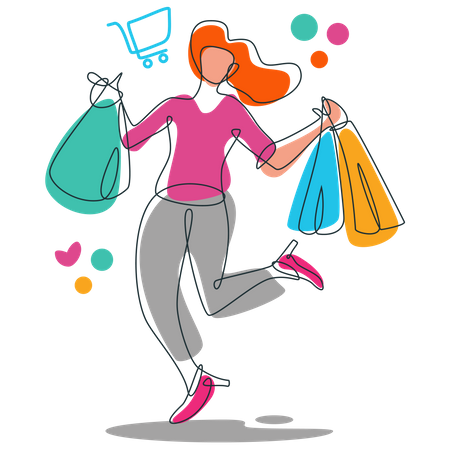 Mujer haciendo compras en línea  Ilustración