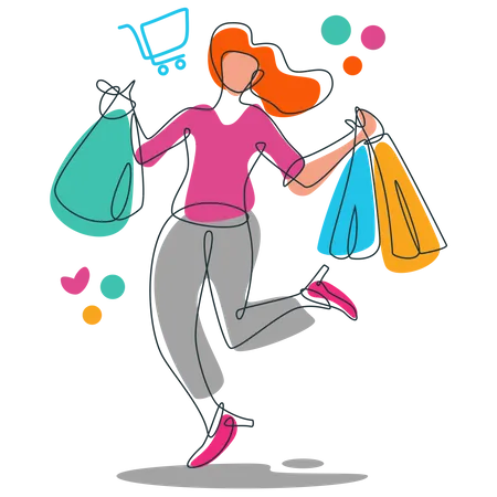 Mujer haciendo compras en línea  Ilustración