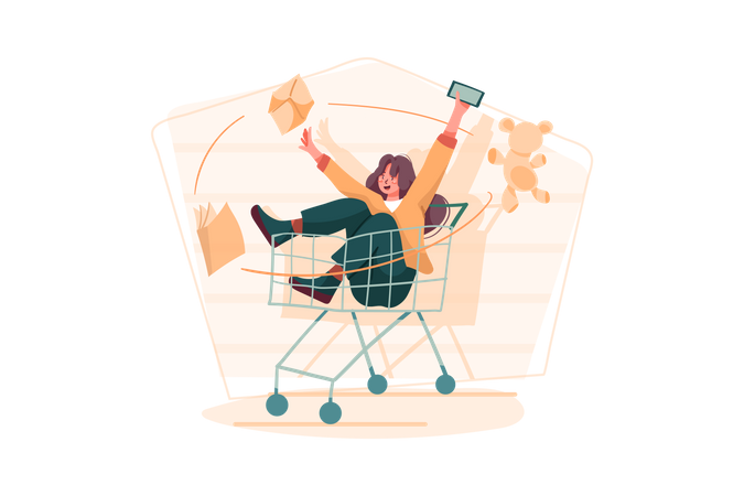 Mujer haciendo compras en línea  Ilustración