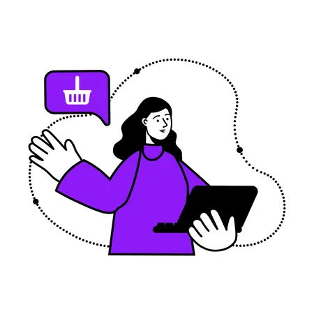 Mujer haciendo compras en línea  Illustration