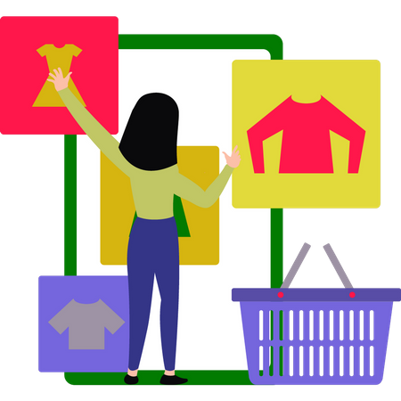 Mujer haciendo compras en línea  Illustration