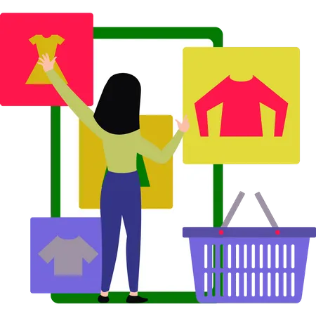 Mujer haciendo compras en línea  Illustration