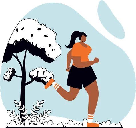 Mujer haciendo correr por la mañana  Ilustración