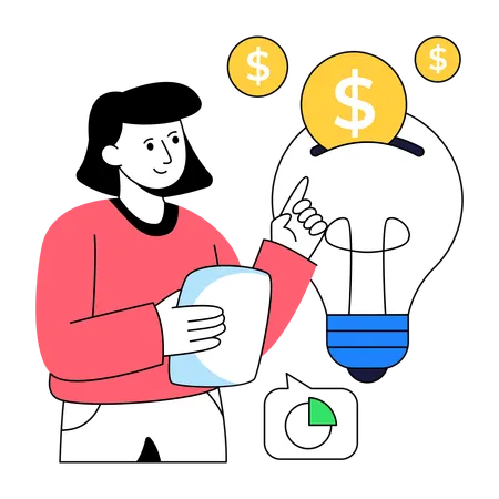 Mujer haciendo crowdfunding  Ilustración
