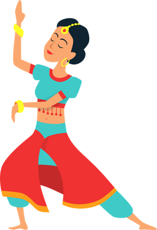 Mujer haciendo danza india  Ilustración