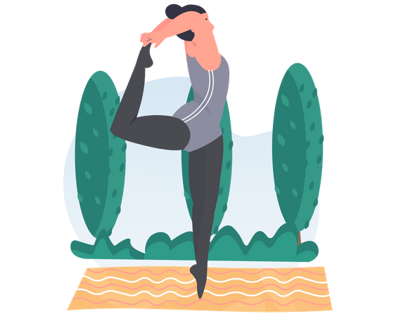 Mujer haciendo pose de danza yoga  Ilustración
