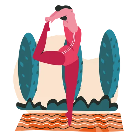 Mujer haciendo pose de danza yoga  Ilustración