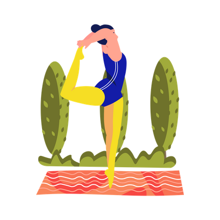 Mujer haciendo pose de danza yoga  Ilustración