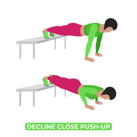 Mujer haciendo declive Cerrar Push Up  Ilustración