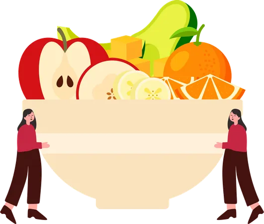 Mujer haciendo dieta saludable  Ilustración