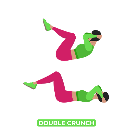 Mujer haciendo doble abdominal  Ilustración