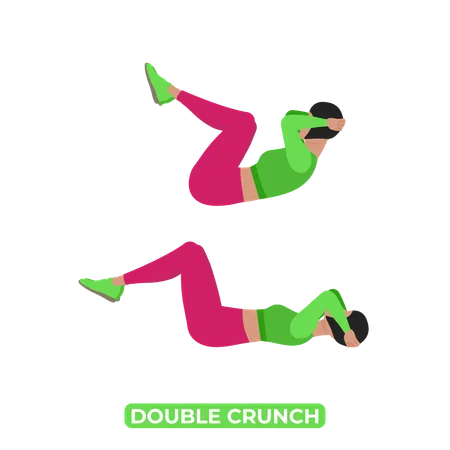 Mujer haciendo doble abdominal  Ilustración